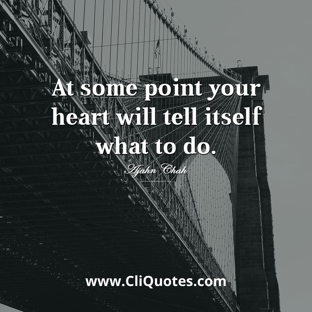 At some point your heart will tell itself what to do. — Ajahn Chah