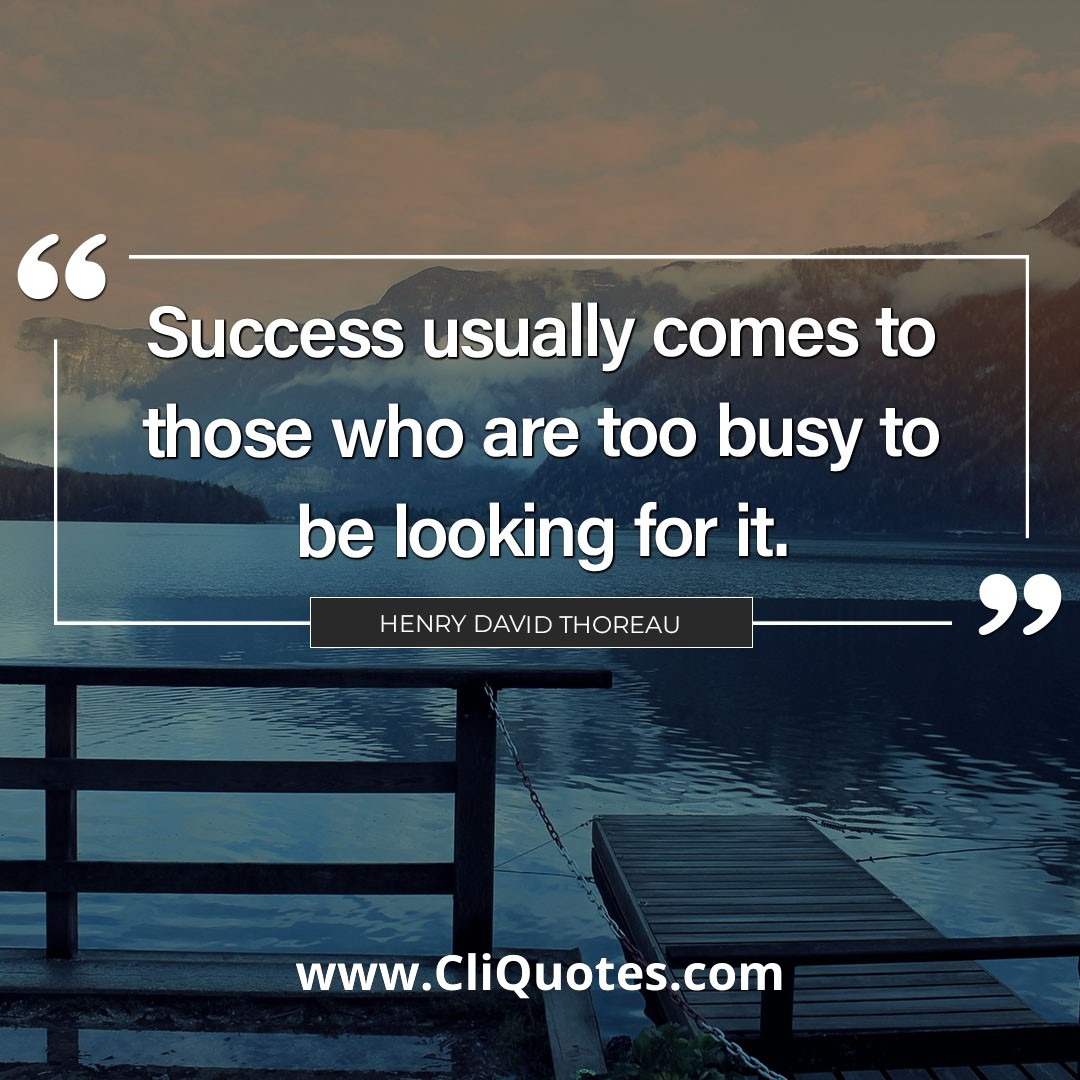 Success usually comes to those who are too busy to be looking for it. – Henry David