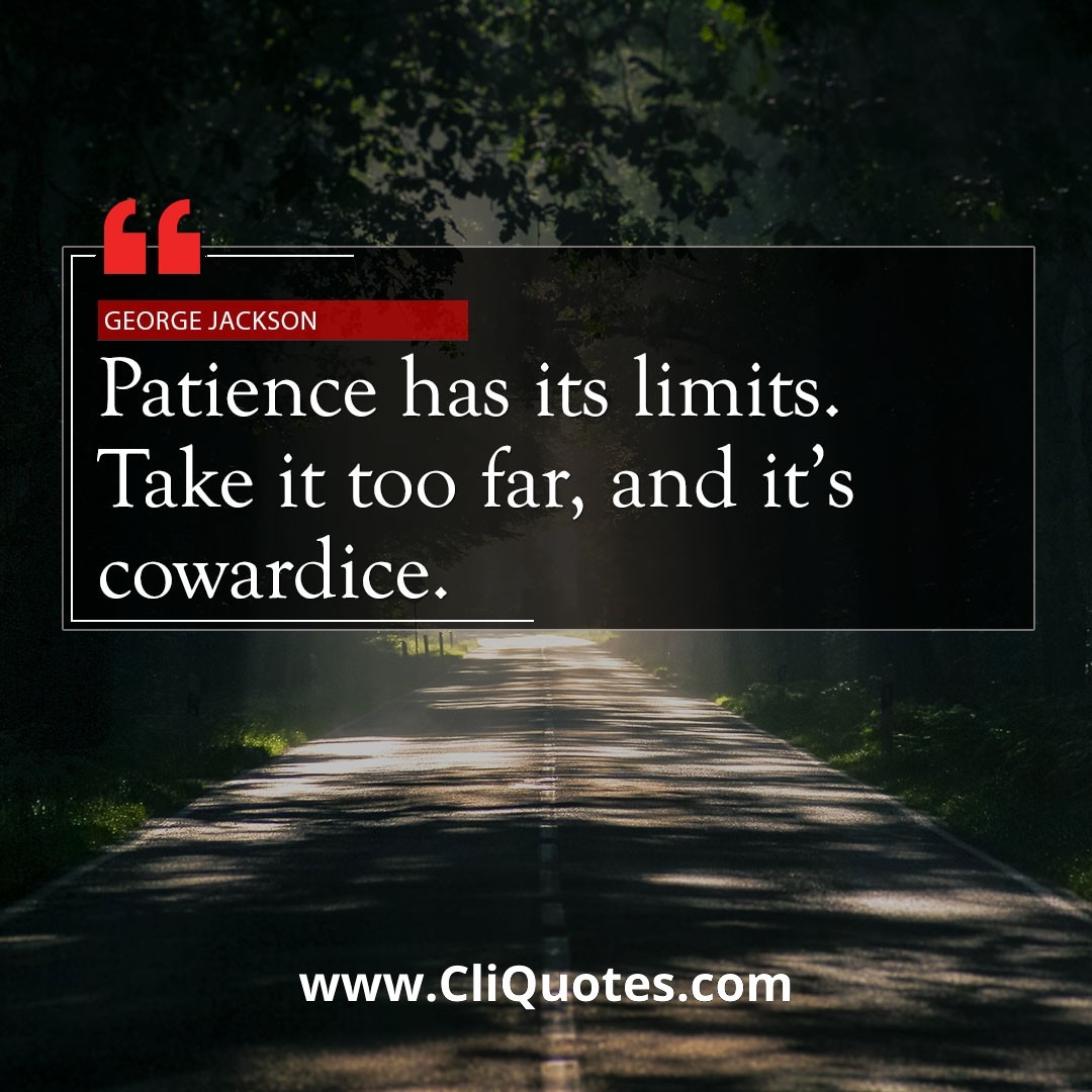 Patience has its limits. Take it too far, and it's cowardice. — George L. Jackson