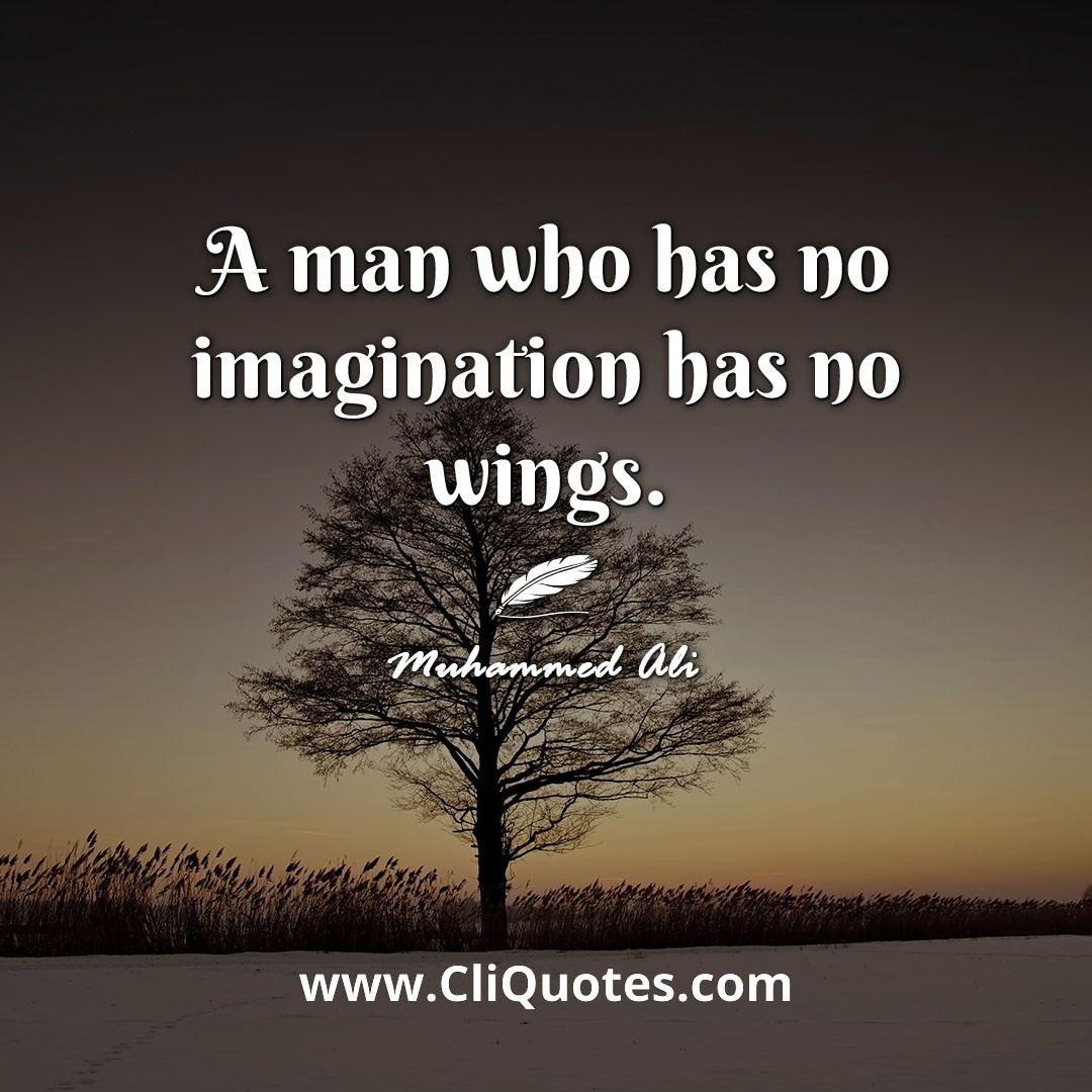 A man who has no imagination has no wings. -Muhammed Ali