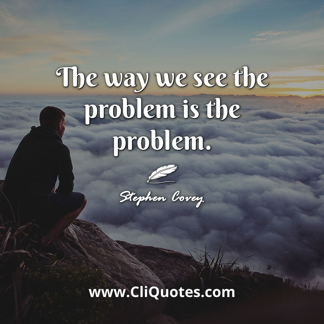 The way we see the problem is the problem. -Stephen Covey