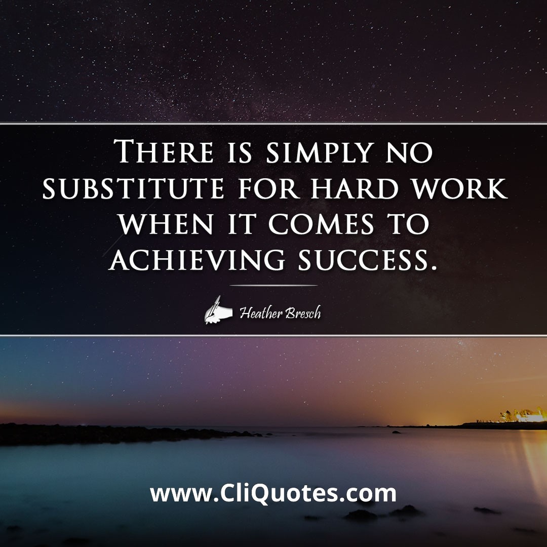 There is simply no substitute for hard work when it comes to achieving success. -Heather Bresch