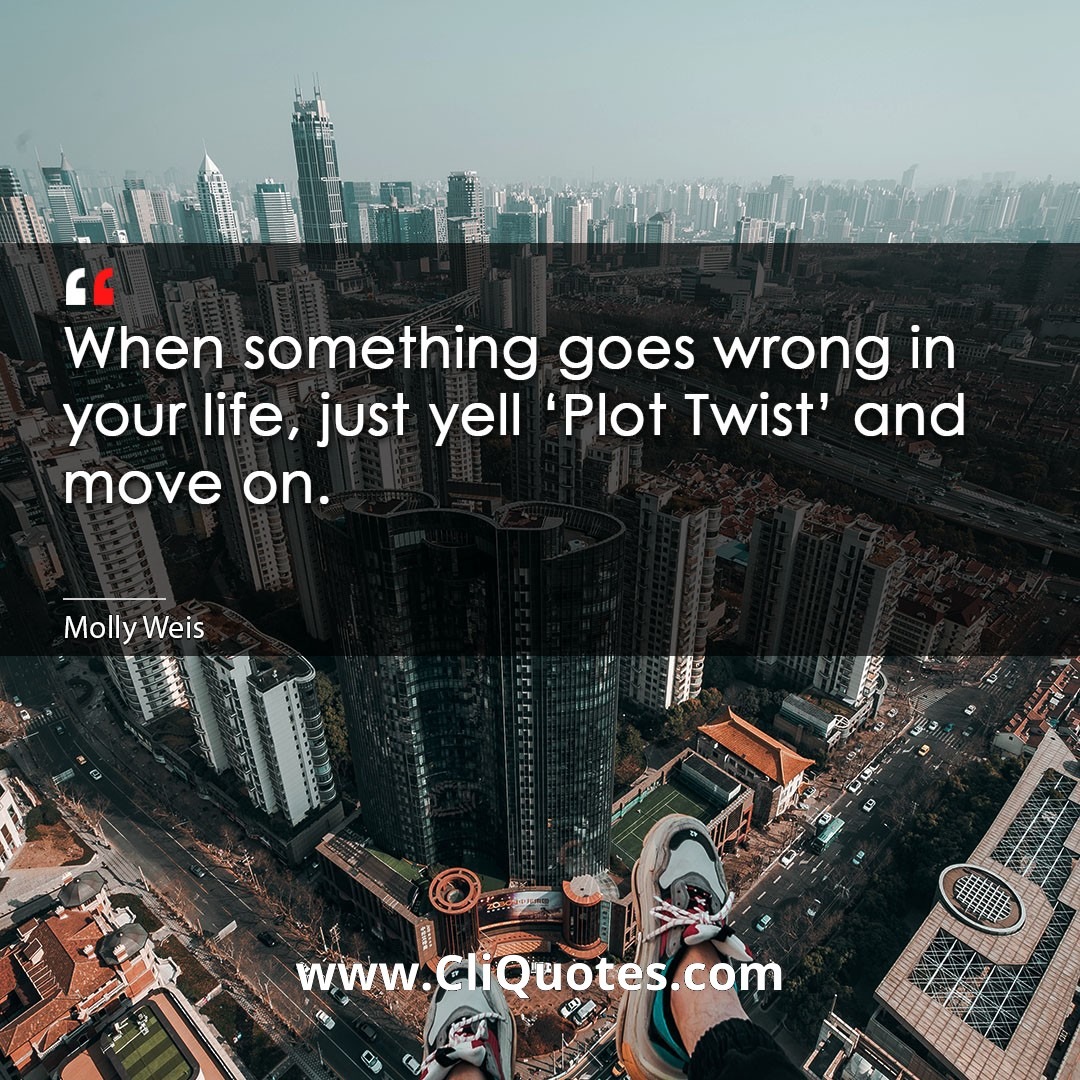 When something goes wrong in your life, just yell 'Plot Twist' and move on. - Weis