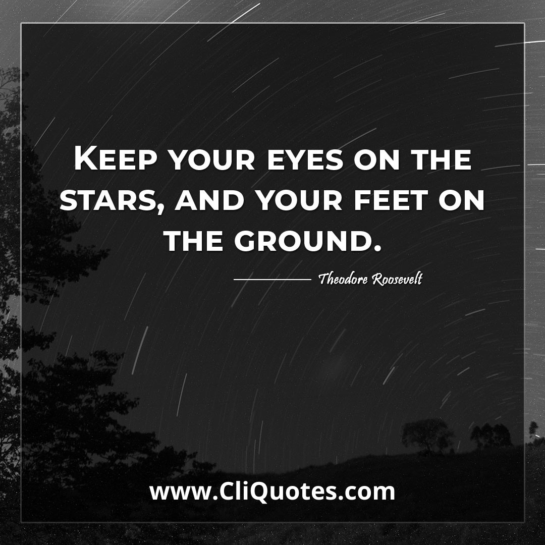 Keep your eyes on the stars, and your feet on the ground. -Theodore Roosevelt
