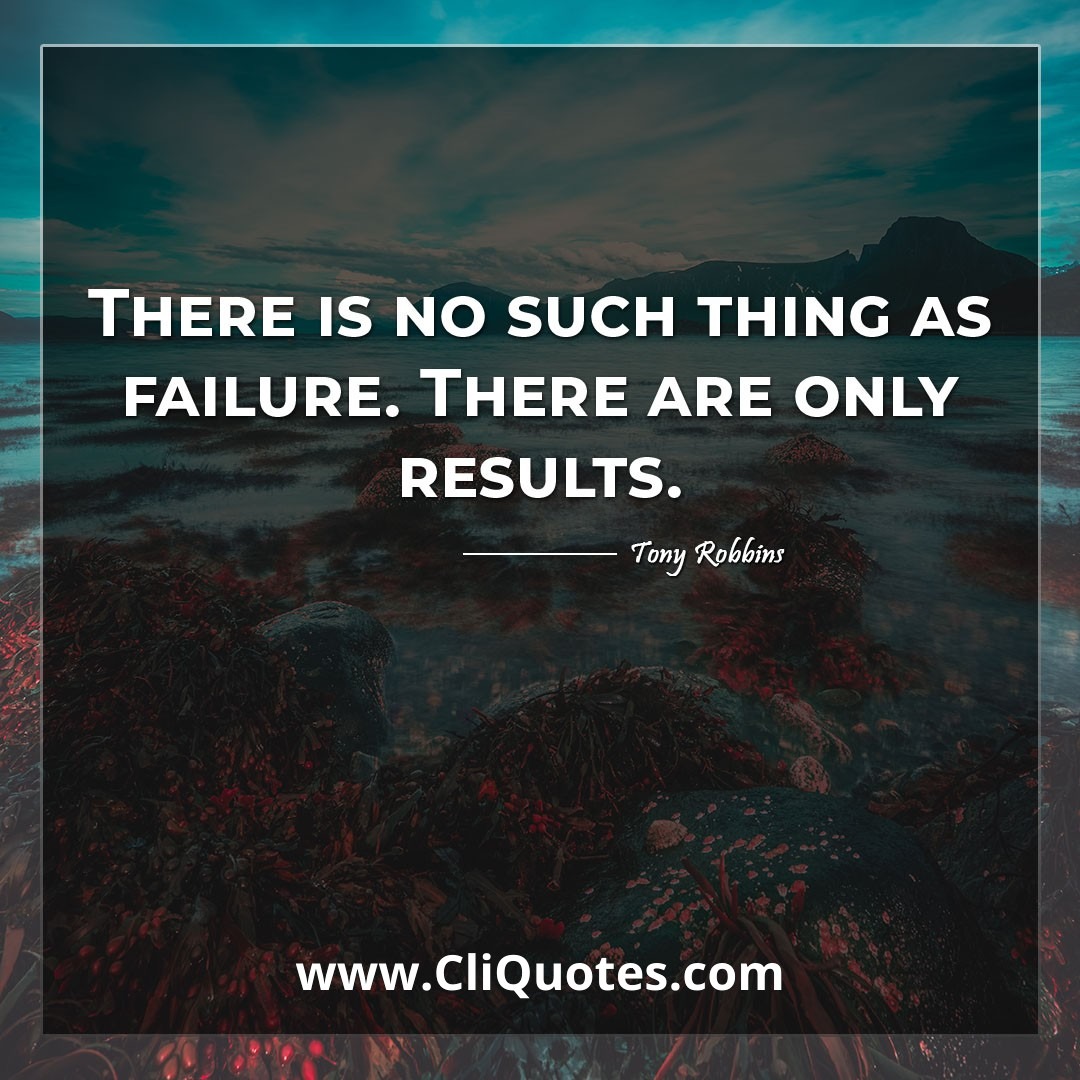 There is no such thing as failure. There are only results. -Tony Robbins