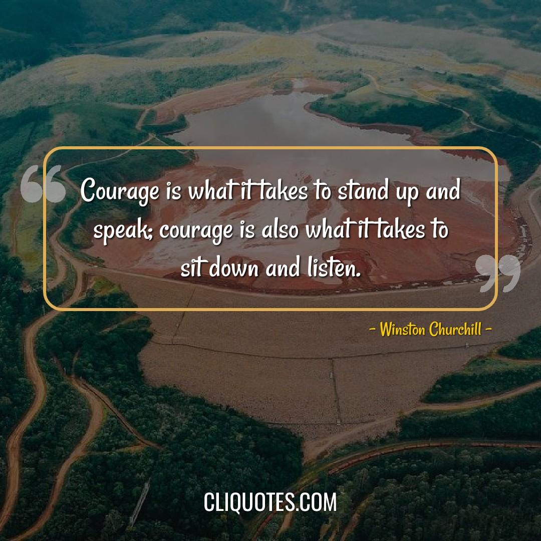 Courage is what it takes to stand up and speak, courage is also what it takes to sit down and listen. -Winston Churchill