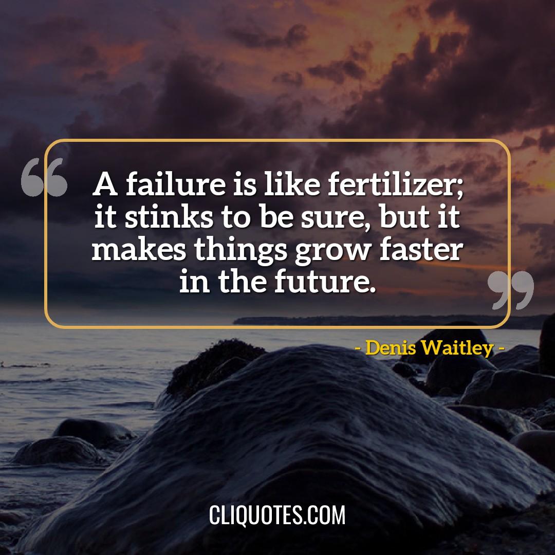 A failure is like fertilizer, it stinks to be sure, but it makes things grow faster in the future. -Denis Waitley